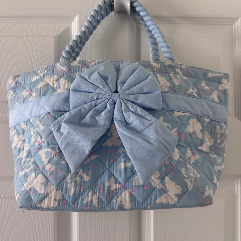 Big Blue bow shoulder tote bag